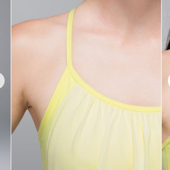 Lululemon no limits Yellow  whiteTank Top with built in bra size 8 - Picture 2 of 13